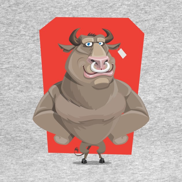 Angry Bull with Nose Piercing Vector Artwork by PatrioTEEism